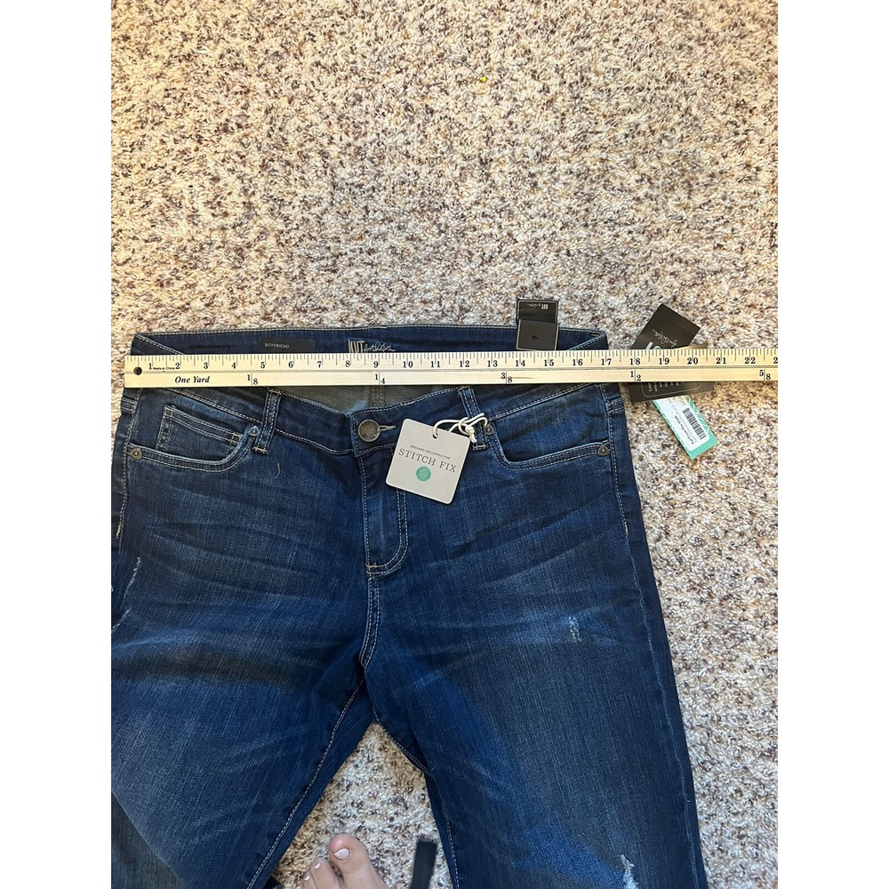 Kut From The Kloth New Cropped Womens Jeans Sz 12 Cuffed Blue Stretch Low Rise - Picture 4 of 10